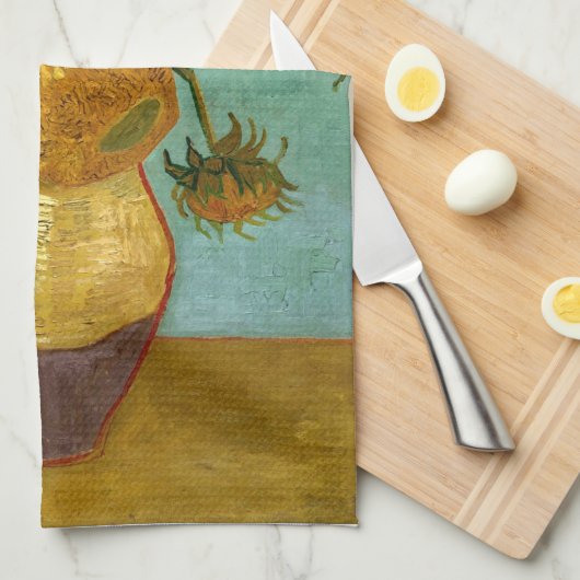 Zonnebloemen in een Vase Van Gogh Fine Art Theedoek (Quarter Fold)