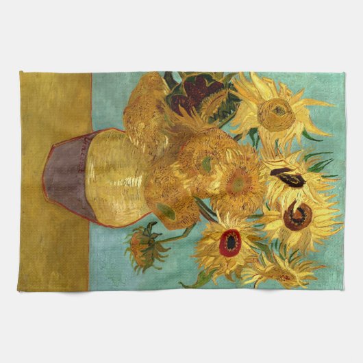 Zonnebloemen in een Vase Van Gogh Fine Art Theedoek (Horizontaal)