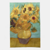 Zonnebloemen in een Vase Van Gogh Fine Art Theedoek (Verticaal)