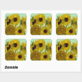 Zonnebloemen in een Vase Van Gogh Fine Art Vierkante Sticker (Vel)