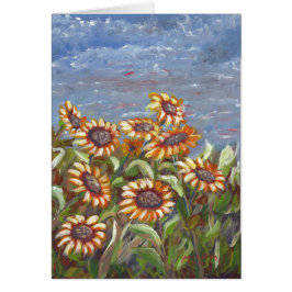 Zonnebloemen in een veld Acrylverf
