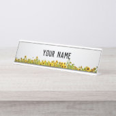 Zonnebloemen in een veld bureau naambordje (Voorkant)