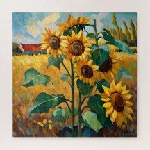 Zonnebloemen in een veld