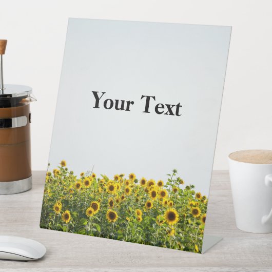 Zonnebloemen in een veld reclamebord met voetstuk (Insitu)