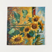 Zonnebloemen in een veld wandkleed (Voorkant (horizontaal))