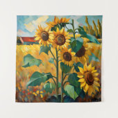 Zonnebloemen in een veld wandkleed (Voorkant)