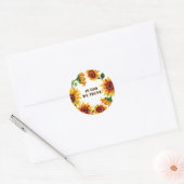 Zonnebloemen in God vertrouwen we Quote Ronde Sticker (Envelop)