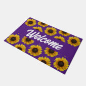 Zonnebloemen in het paars - Welkom Deurmat (Schuin)
