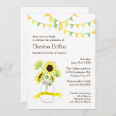 Zonnebloemen in Mason Jar Afstuderen Uitnodiging (Voorkant / Achterkant)