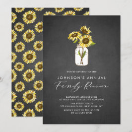Zonnebloemen in Mason Jar Chalkboard Family Reunio Kaart
