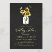 Zonnebloemen in Mason Jar Chalkboard Wedding Showe Kaart (Voorkant)