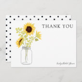 Zonnebloemen in Mason Jar Dank u Kaart (Voorkant / Achterkant)