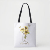 Zonnebloemen in Mason Jar gepersonaliseerd Tote Bag (Voorkant)
