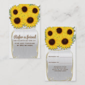 Zonnebloemen in Mason Jar Rustic Chic Refer een vr Aanbevelingskaartje (Voorkant / Achterkant)