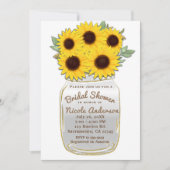 Zonnebloemen in Mason Jar Rustic Chic Vrijgezellen Kaart (Voorkant)