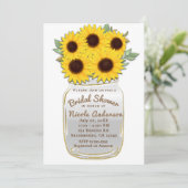 Zonnebloemen in Mason Jar Rustic Chic Vrijgezellen Kaart (Staand voorkant)