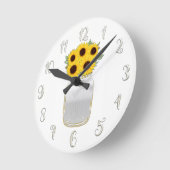 Zonnebloemen in Mason Jar Rustic Glam Persoonlijk Ronde Klok (Hoek)