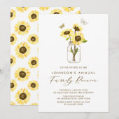 Zonnebloemen in Mason Jar Summer Family Reunion Kaart (Voorkant / Achterkant)
