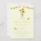 Zonnebloemen in Mason Jar w / Vlinders & Bunting Kaart (Voorkant)