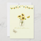 Zonnebloemen in Mason Jar w / Vlinders & Bunting Kaart (Achterkant)