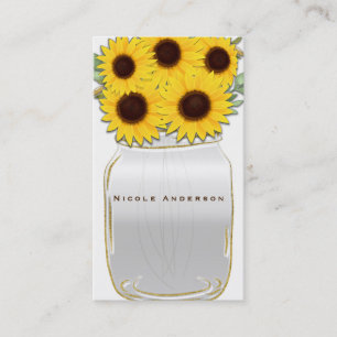 Zonnebloemen in Metselaarsglas Rustieke Landelijke Visitekaartje