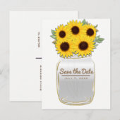 Zonnebloemen in Metselwerkpot Rustieke Chic Save t Aankondigingskaart (Voorkant / Achterkant)