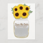 Zonnebloemen in Metselwerkpot Rustieke Chic Save t Aankondigingskaart (Voorkant)