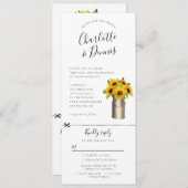 Zonnebloemen in milkbucket uitnodiging w rsvp bijg (Voorkant / Achterkant)