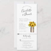 Zonnebloemen in milkbucket uitnodiging w rsvp bijg (Voorkant)