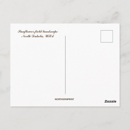 Zonnebloemen in North Dakota, Verenigde Staten Briefkaart (Achterkant)