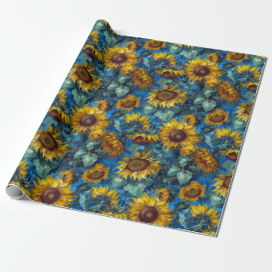 Zonnebloemen in olie cadeaupapier