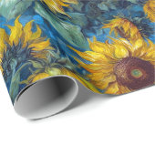 Zonnebloemen in olie cadeaupapier (Rol Hoek)