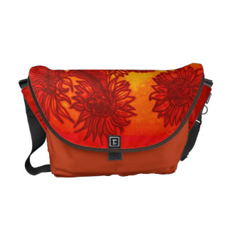 Zonnebloemen in Oranje Messenger Bag