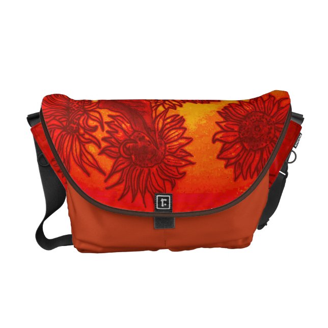 Zonnebloemen in Oranje Messenger Bag (voorkant)