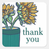 Zonnebloemen in pot Bloemige Dank Je Wel  Vierkante Sticker (Voorkant)