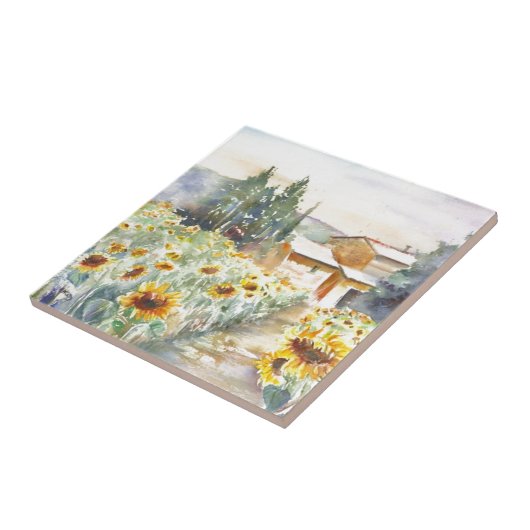 Zonnebloemen in Provence Tegeltje (Zijkant)