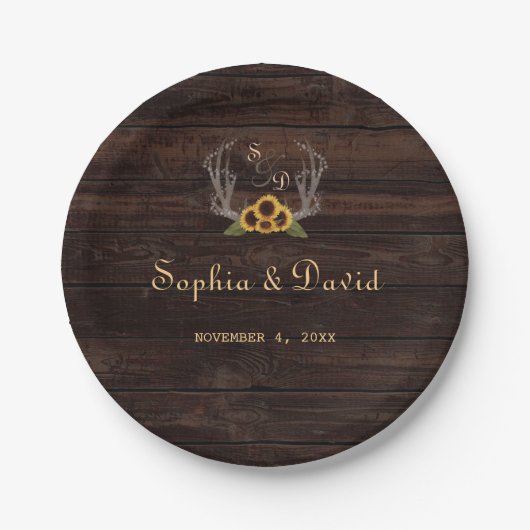 Zonnebloemen in Rustisch land Papieren Bordje (Voorkant)