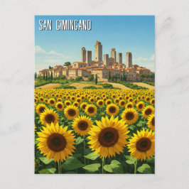 Zonnebloemen in San Gimingano Italië Reizen Briefkaart