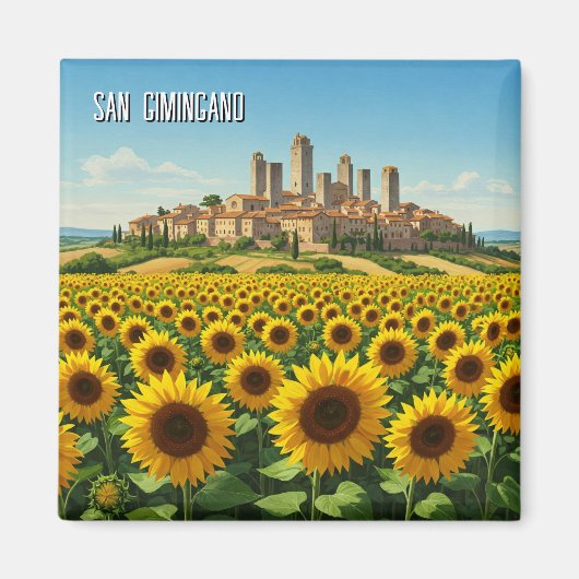 Zonnebloemen in San Gimingano Italië Reizen Magneet (Voorkant)