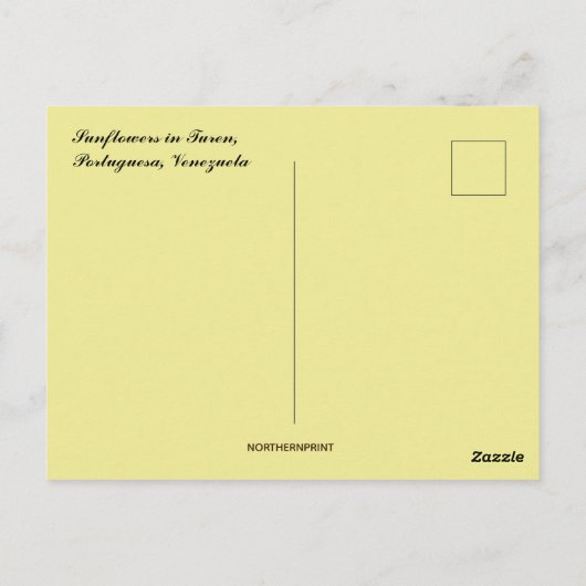 Zonnebloemen in Turen Portuguesa Venezuela Briefkaart (Achterkant)