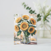 Zonnebloemen in Vaas Briefkaart (Staand voorkant)