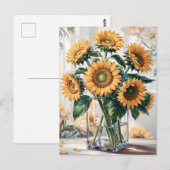 Zonnebloemen in Vaas Briefkaart (Voorkant / Achterkant)