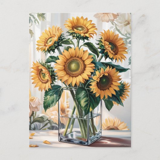 Zonnebloemen in Vaas Briefkaart (Voorkant)