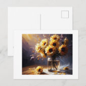Zonnebloemen in vaas, briefkaart (Voorkant / Achterkant)
