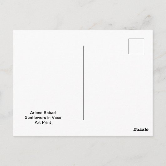 Zonnebloemen in vaas, briefkaart (Achterkant)