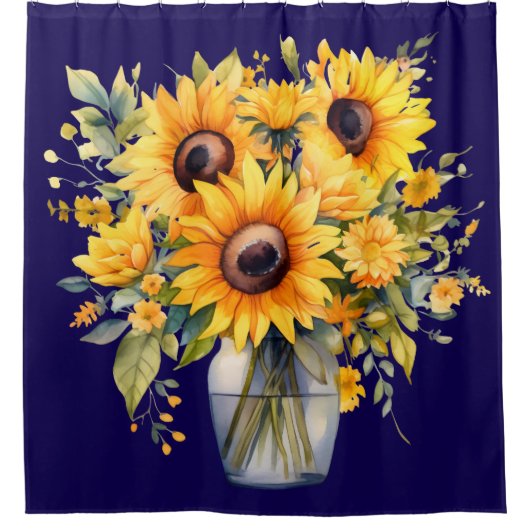 Zonnebloemen in Vaas Douchegordijn (Voorkant)