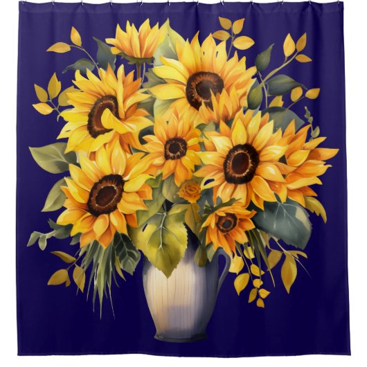 Zonnebloemen in Vaas Douchegordijn (Voorkant)