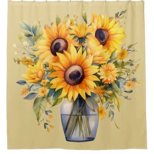 Zonnebloemen in Vaas Douchegordijn (Voorkant)