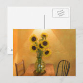 Zonnebloemen in vaas op tabel 2 briefkaart (Voorkant / Achterkant)