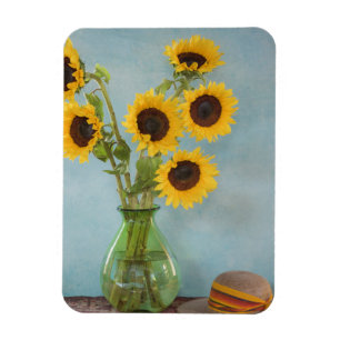 Zonnebloemen in vaas op tafel magneet